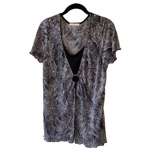 Y2K Allum Black and White Top Sequins Fairygoth Whimsigoth Glam Babydoll L